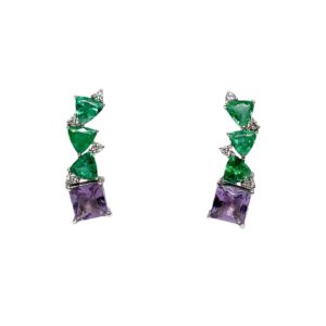 Earcuff de Esmeraldas, Ametista e Diamante