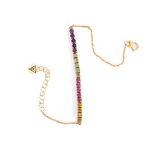 Pulseira Riviera <br> de Pedras Coloridas<br> com Corrente