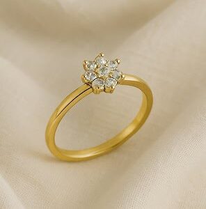 Anel Flor em Ouro Amarelo e Diamantes