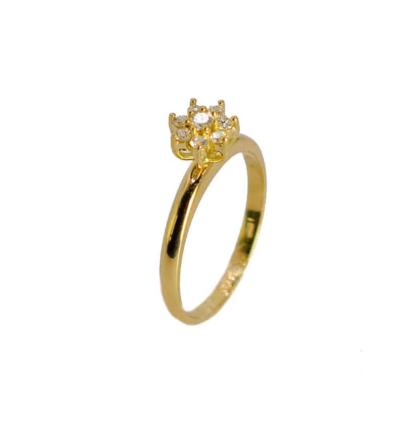 Anel Flor em ouro amarelo 18k com diamantes